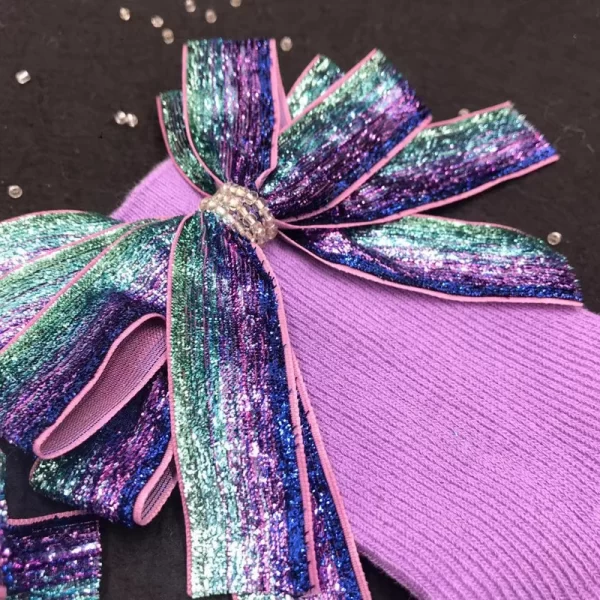Handmade Beaded Shiny Bow Candy Color Socks