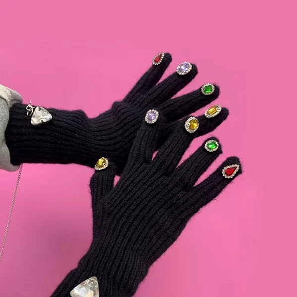 Handmade Tyrant Thanos Diamond Wool Gloves Black