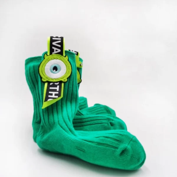Handmade parent-child green cartoon socks