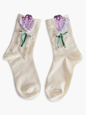 Handmade tulip sequined socks 2