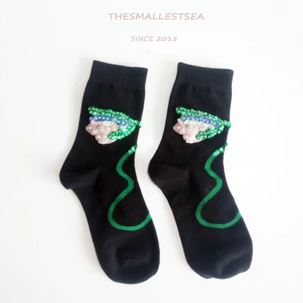 Handmade original sweet tulip sequined socks