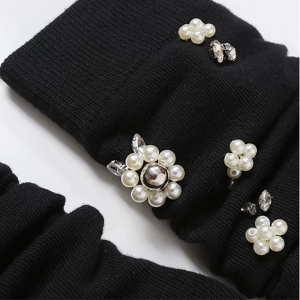 Heavy rhinestone pearl retro women's socks