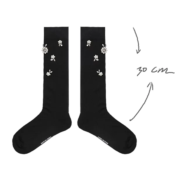 Heavy rhinestone pearl retro women's socks