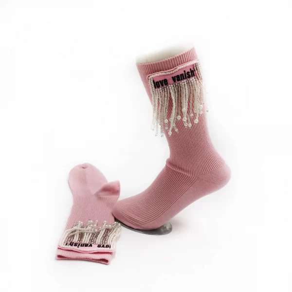 Handmade original pearl tassel women's socks