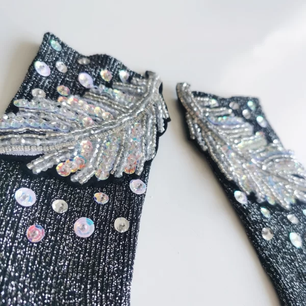 Hand-beaded sequined diamond socks