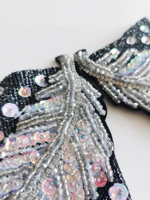 Hand-beaded sequined diamond socks